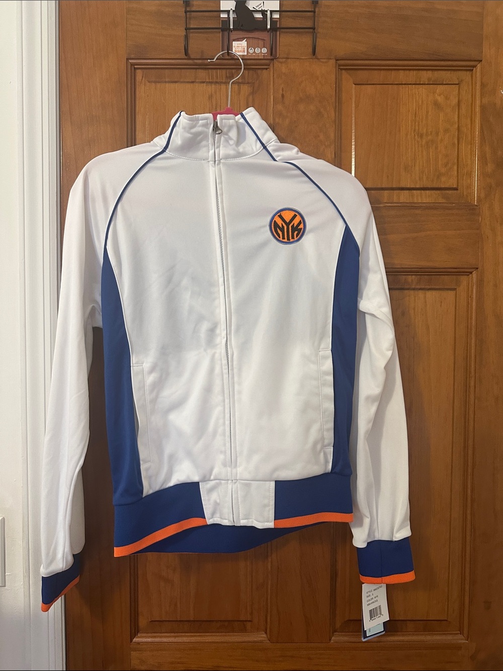 New York Knicks White & Blue Zip-Up Track Jacket